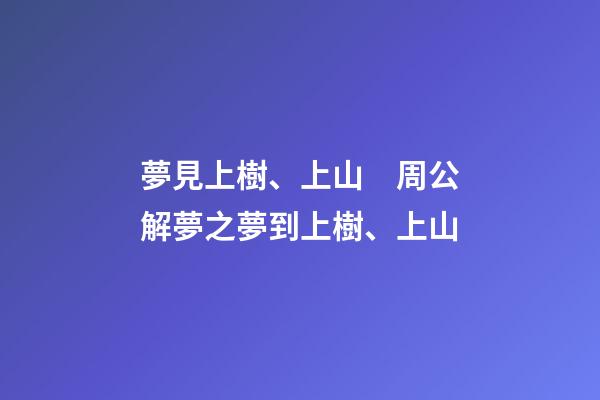 夢見上樹、上山　周公解夢之夢到上樹、上山